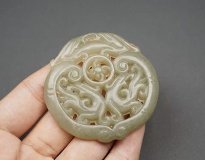 玉石翡翠玛瑙｜拍卖专场 和田玉 龙凤牌挂件