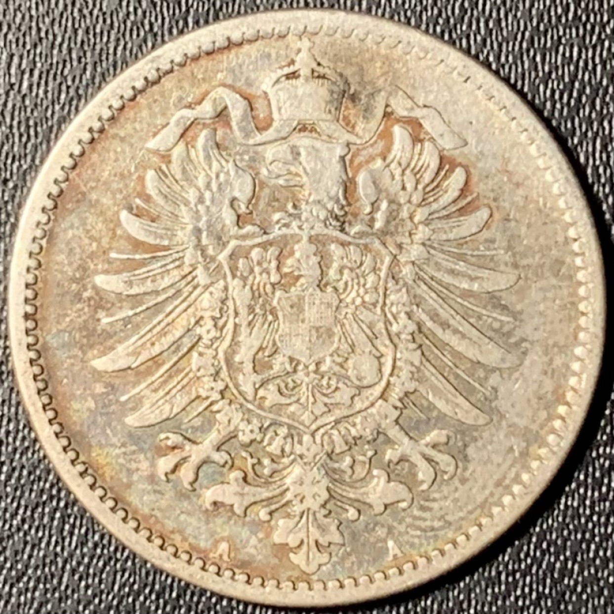 紫瑗钱币——第268期拍卖 德国 1875年 A版 第二帝国 短翅 1马克 5.5克 0.9银