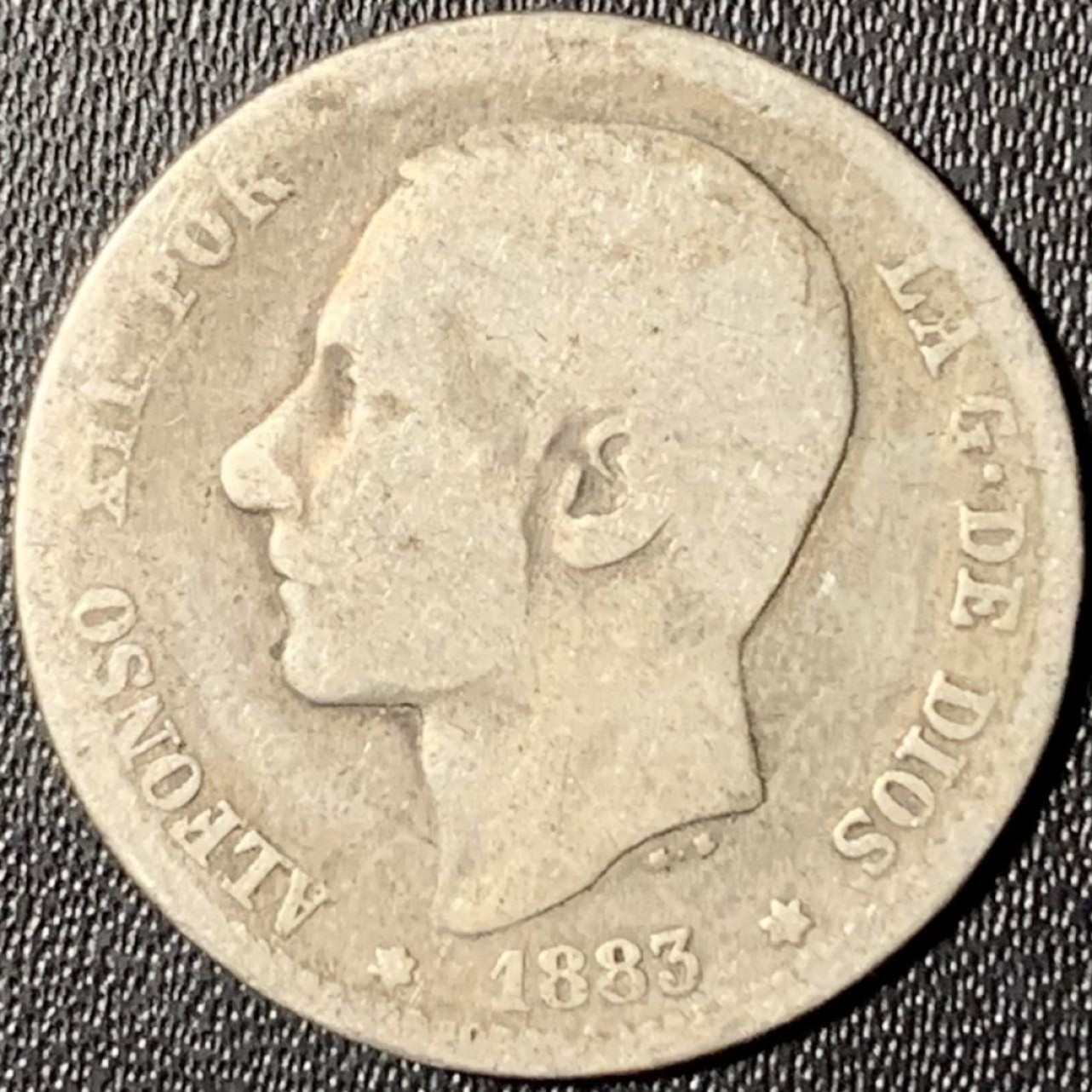 紫瑗钱币——第268期拍卖 西班牙 1883年 阿方索十二世 1比塞塔 5克 0.835银