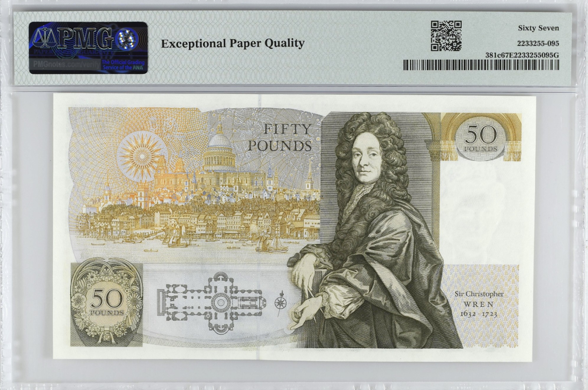 《张总收藏》99期——外币精品100拍 英格兰50镑 PMG67E D序列 1991-93年 亚军分 无47