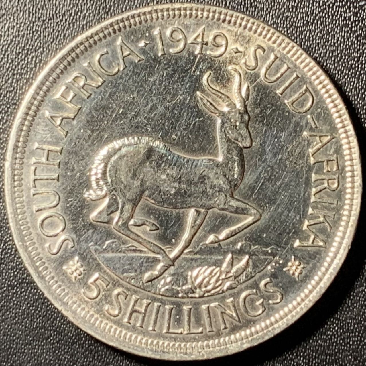 紫瑗钱币——第267期拍卖 南非 1949年 乔治六世 羚羊 5先令 28.28克 0.8银