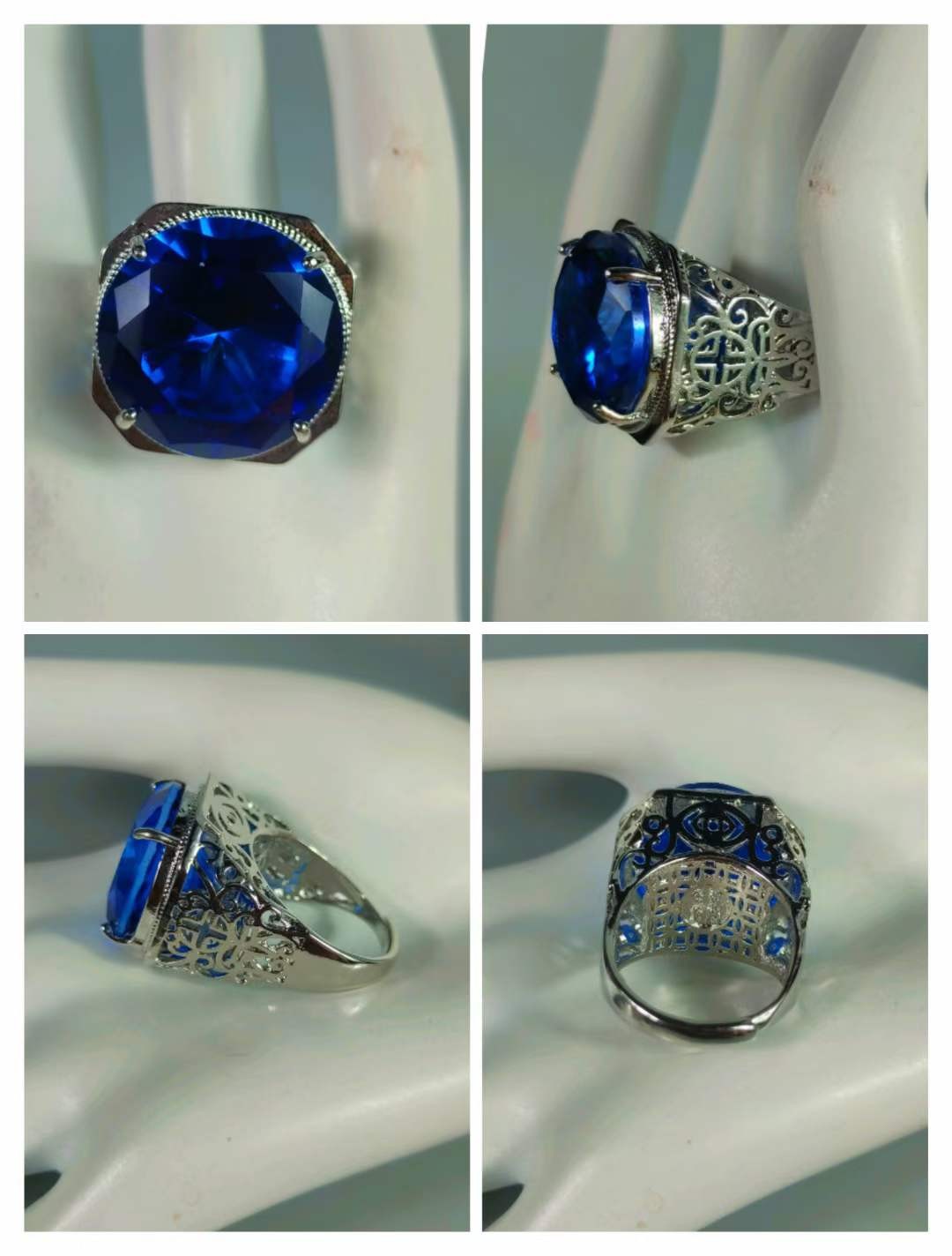 楠木描金六棱盒装银鎏金镶宝石戒指💍 ，晶莹剔透，光彩夺目，硬度达十！