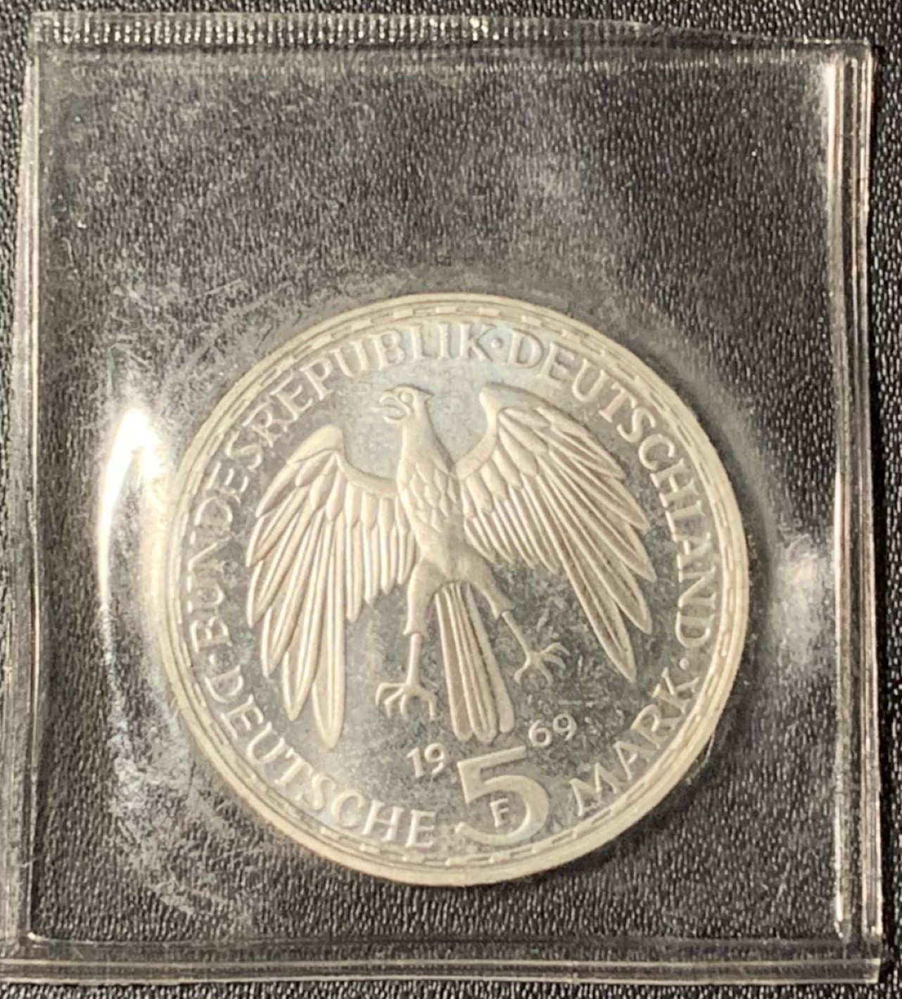 紫瑗钱币——第268期拍卖 联邦德国 1969年 F厂 格哈德逝世375周年 5马克 11.2克 0.625银 精制 原封