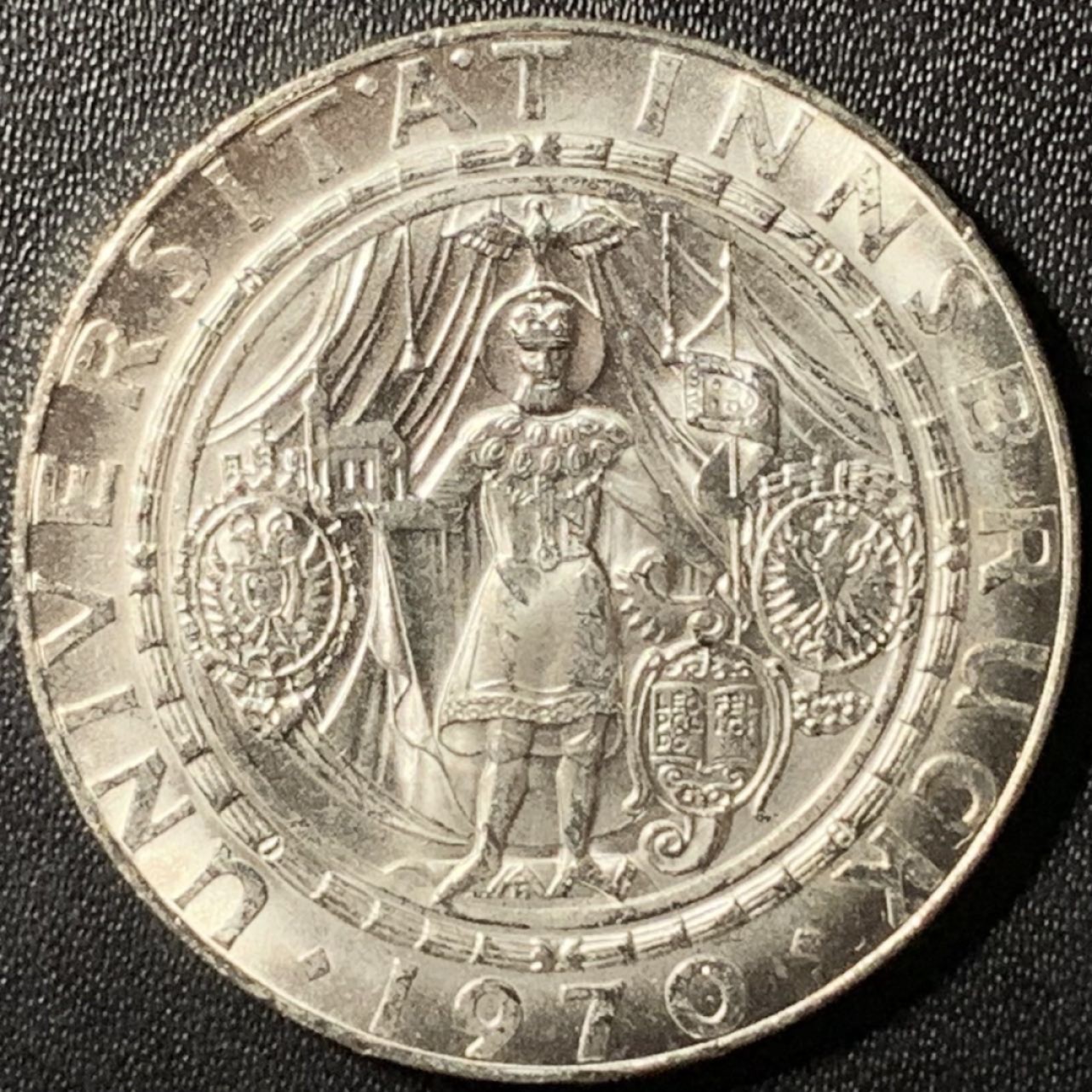 紫瑗钱币——第285期拍卖 奥地利 1970年 因斯布鲁克大学300周年 50先令 20克 0.9银 UNC