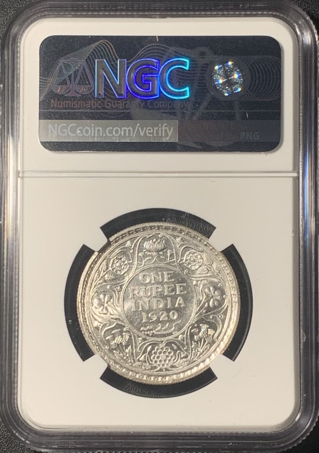 紫瑗钱币——第267期拍卖 英属印度 1920年 B版 乔治五世 1卢比 银币 NGC MS61