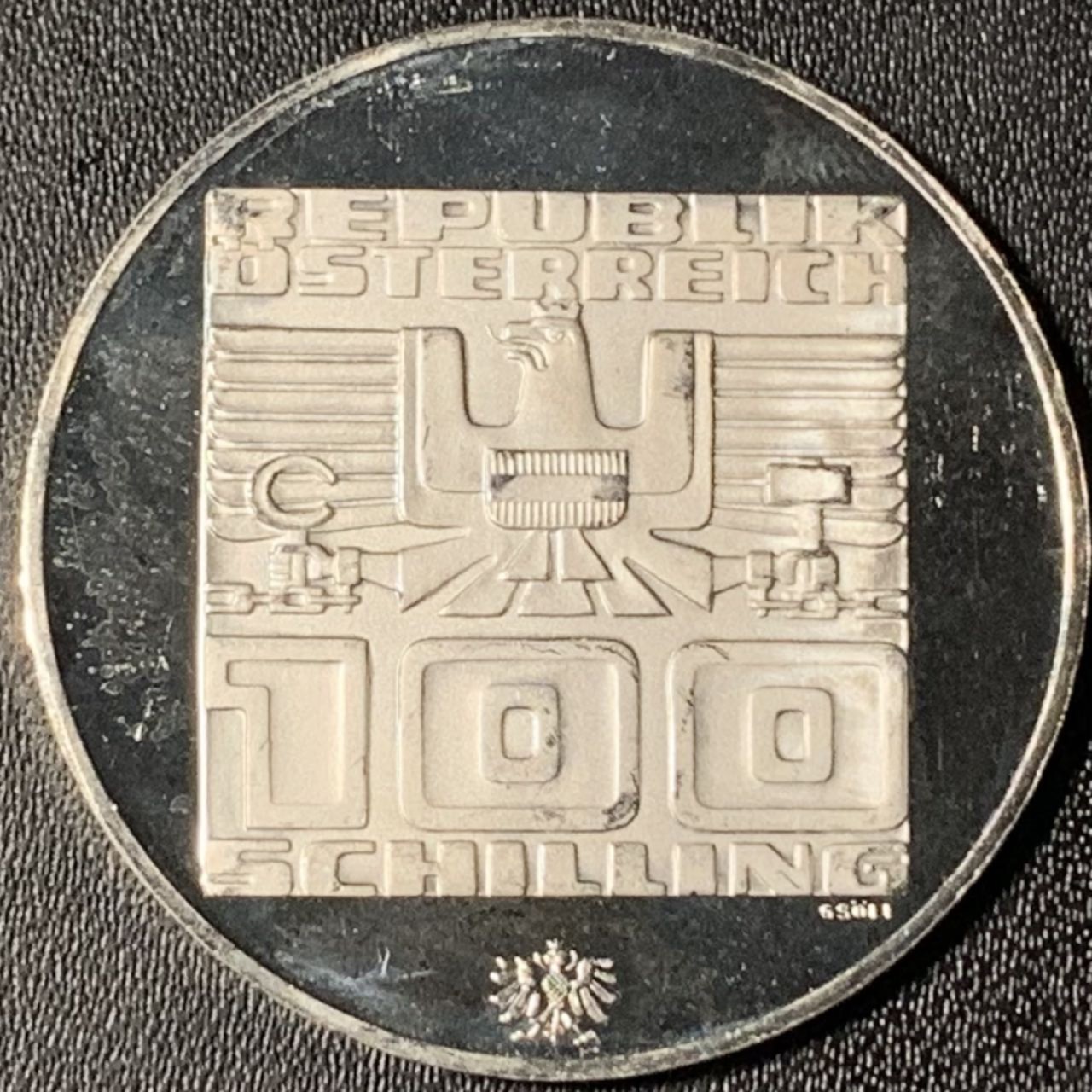 紫瑗钱币——第268期拍卖 奥地利 1976年 因斯布鲁克冬奥运 会标 100先令 24克 0.64银 精制