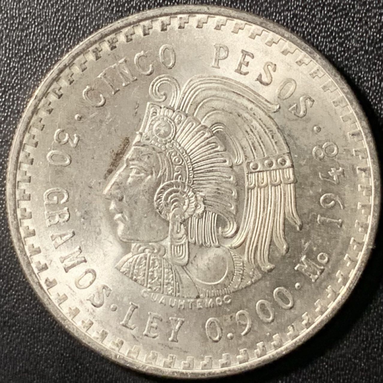 紫瑗钱币——第285期拍卖 墨西哥 1948年 印第安人 5比索 30克 0.9银 UNC