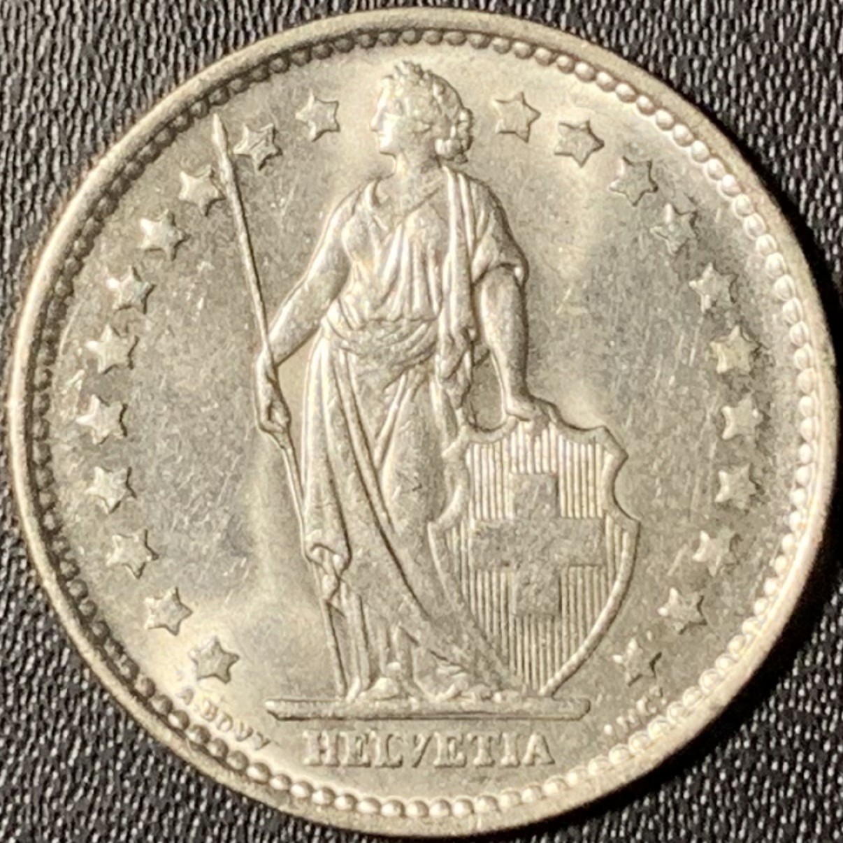 紫瑗钱币——第268期拍卖 瑞士 1965年 赫尔维蒂亚 1法郎 5克 0.835银 UNC