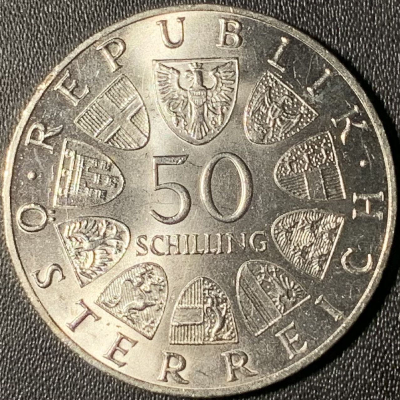 紫瑗钱币——第268期拍卖 奥地利 1966年 国家银行150周年 50先令 20克 0.9银 UNC