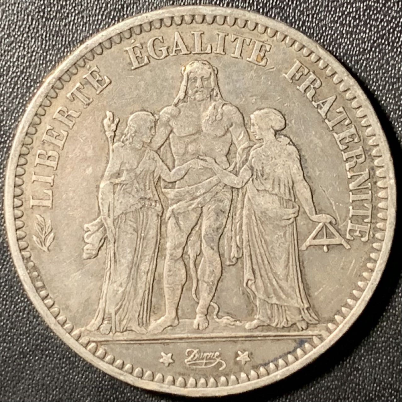 紫瑗钱币——第267期拍卖 法国 1873年 K版 大力神 5法郎 25克 0.9银 少见