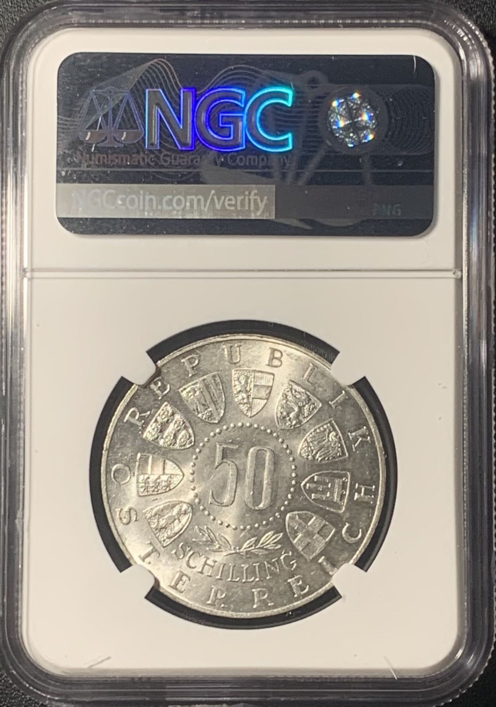 紫瑗钱币——第267期拍卖 奥地利 1964年 因斯布鲁克冬奥会 50先令 银币 NGC MS62