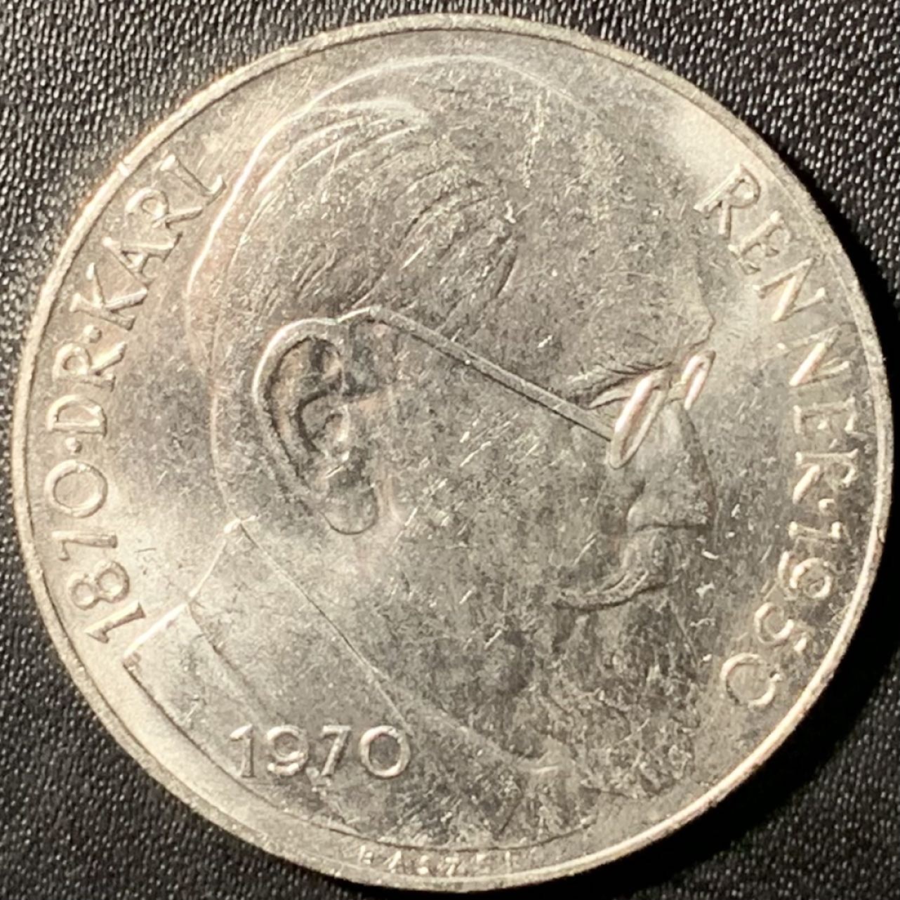 紫瑗钱币——第285期拍卖 奥地利 1970年 总统卡尔蕾纳 诞辰100周年 50先令 20克 0.9银 UNC