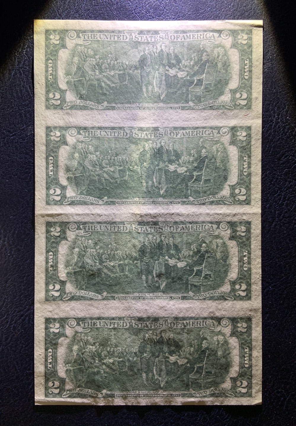 收藏联盟Quantum Auction 第256期拍卖  美国联邦储备券1976年2元四连体 品相如图 UNC-AU 