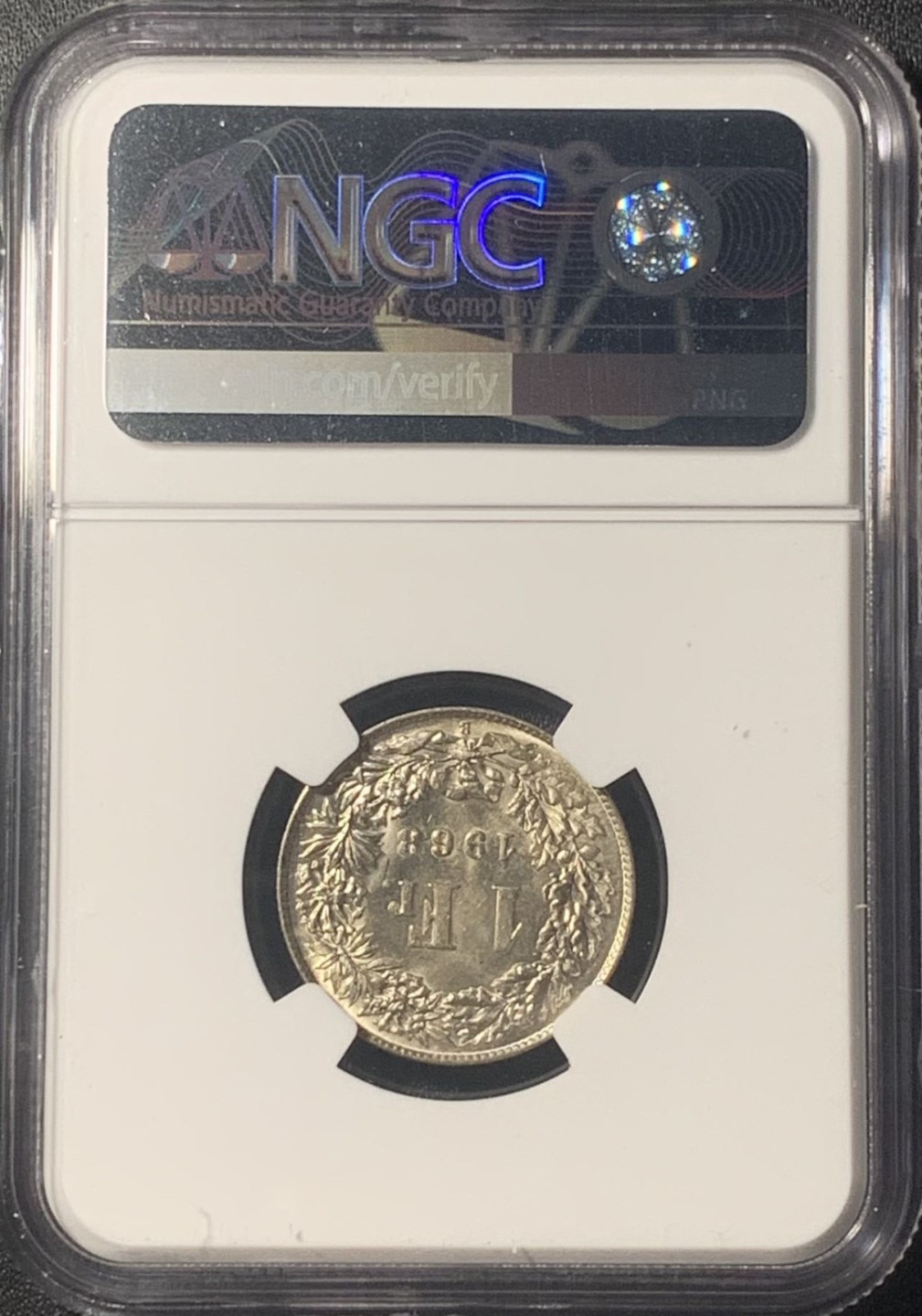 紫瑗钱币——第267期拍卖 瑞士 1963年 赫尔维蒂亚 1法郎 银币 NGC MS64