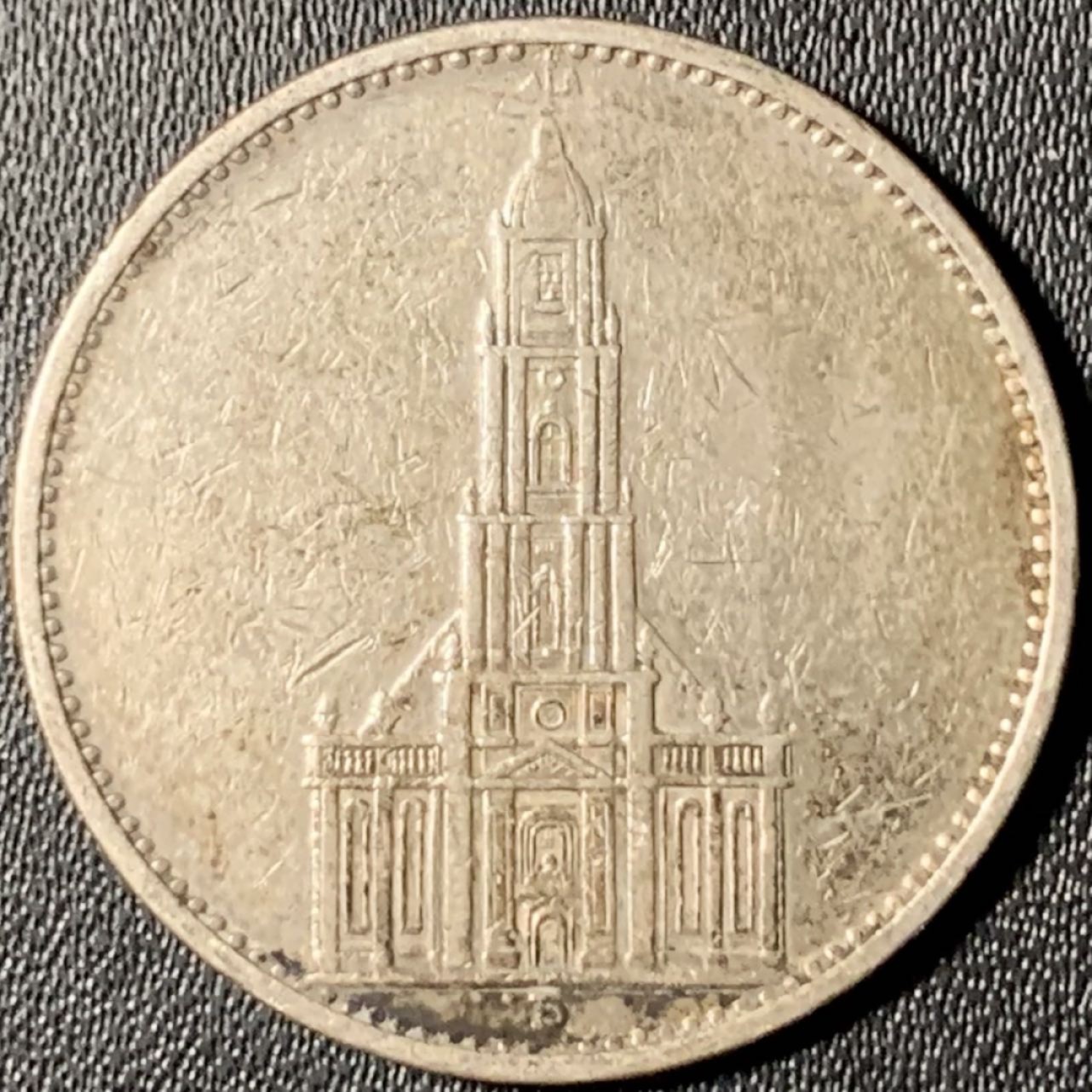 紫瑗钱币——第268期拍卖 德国 1934年 D版 波茨坦教堂 5马克 13.9克 0.9银