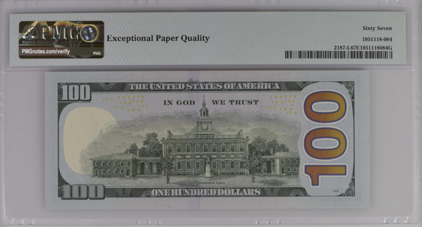 《张总收藏》99期——外币精品100拍 美国2009年大头100美元PMG67E高分 超级08靓号组合倒置888