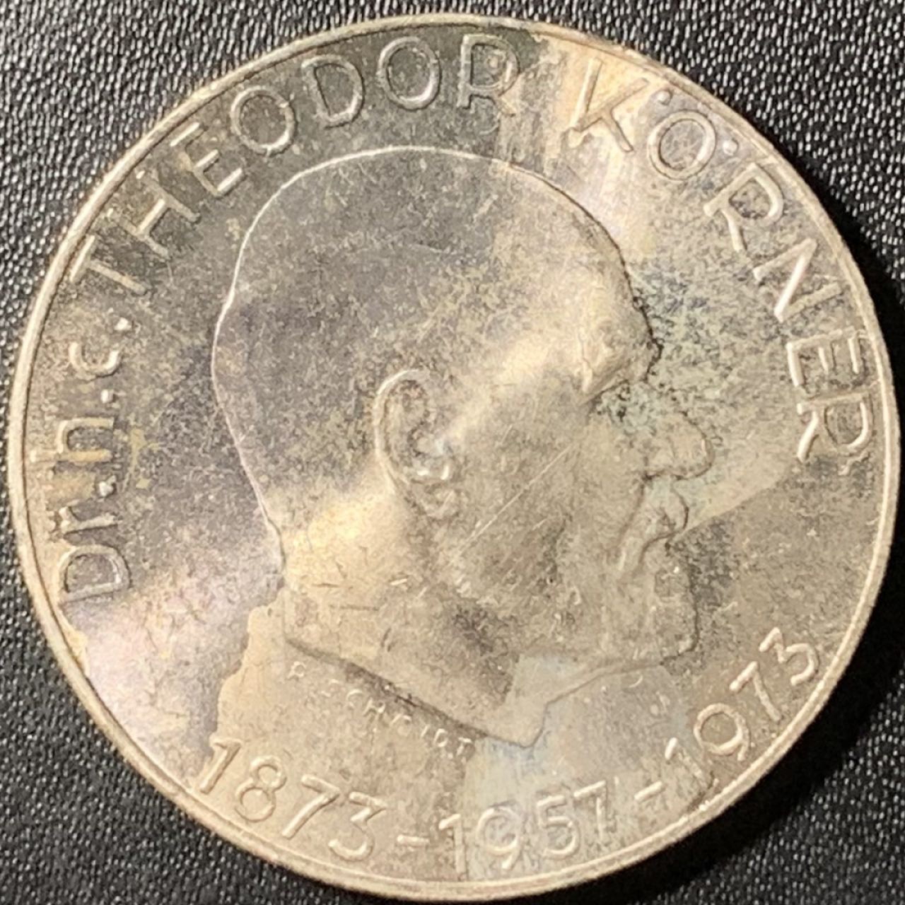 紫瑗钱币——第285期拍卖 奥地利 1973年 总统克纳诞辰100周年 50先令 20克 0.9银 UNC