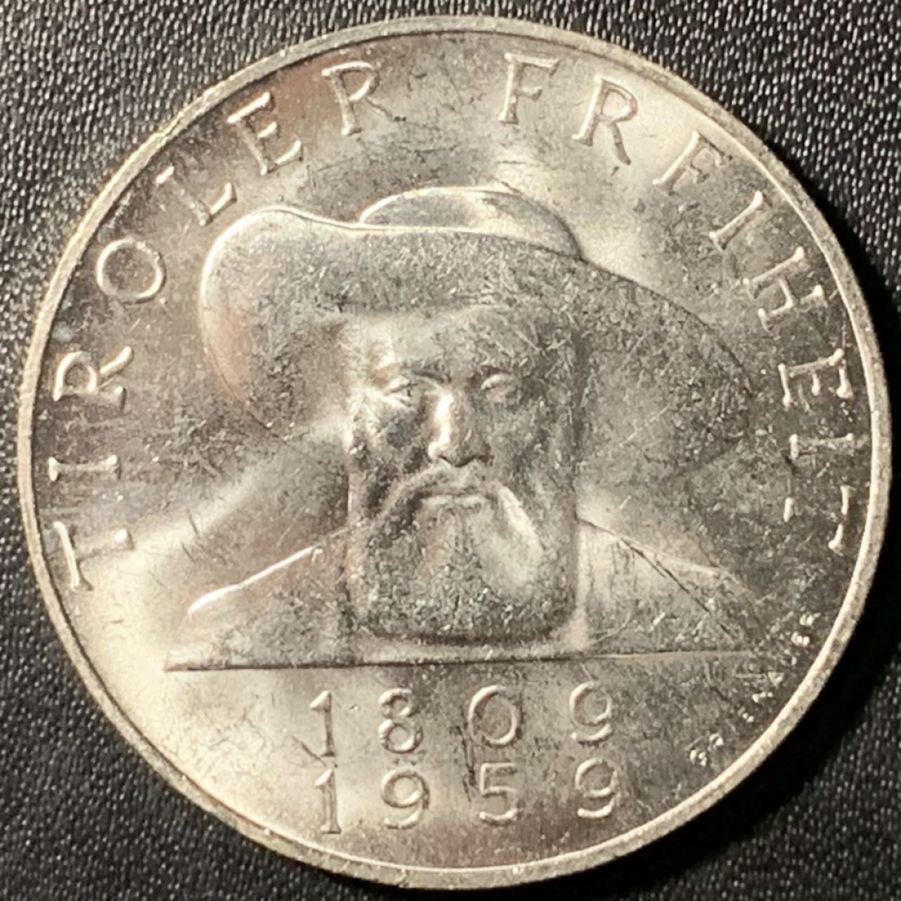 紫瑗钱币——第285期拍卖 奥地利 1959年 蒂罗尔解放150周年 50先令 20克 0.9银 UNC