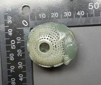玉石翡翠玛瑙｜拍卖专场 和田玉精工鱼篓挂件/香插