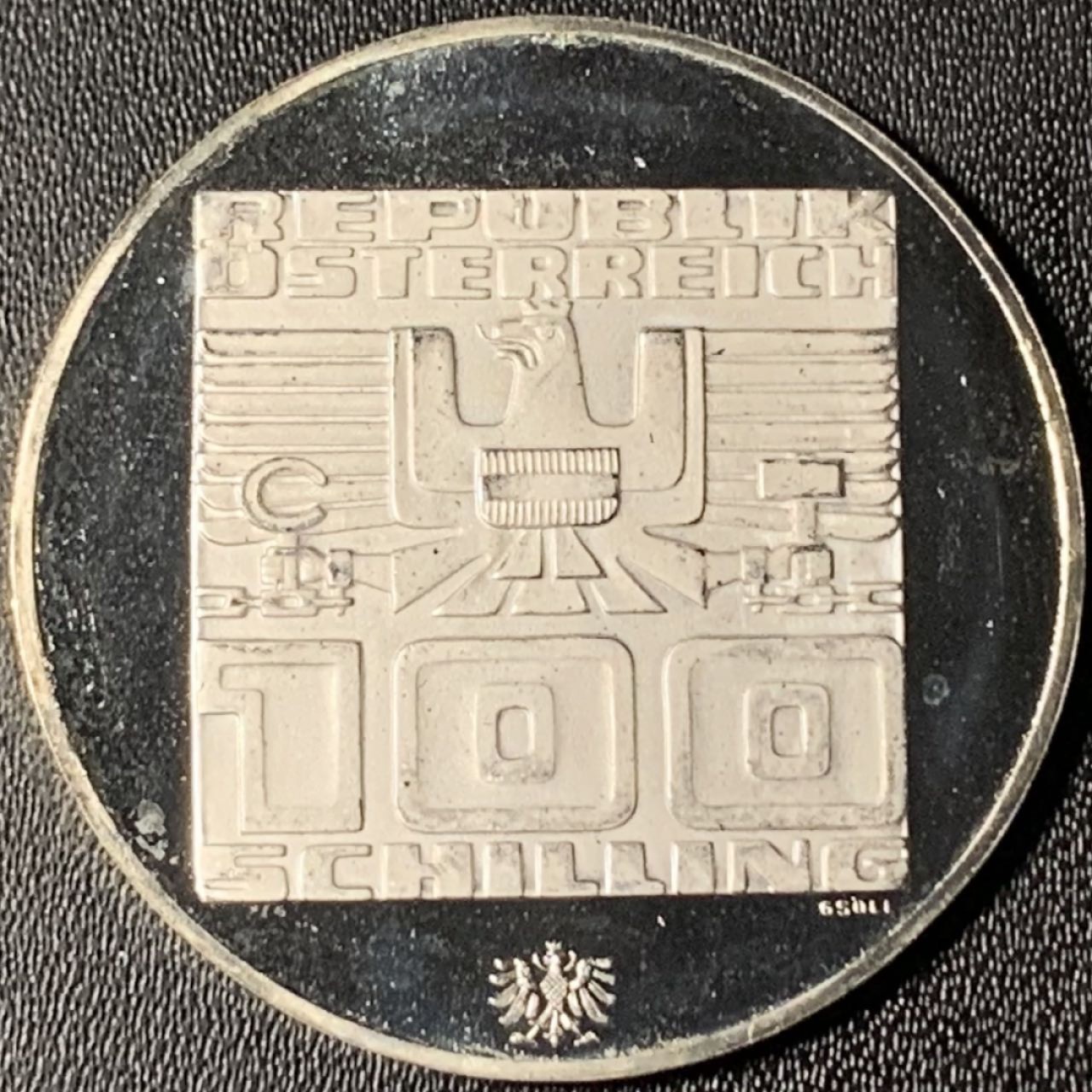 紫瑗钱币——第268期拍卖 奥地利 1976年 因斯布鲁克冬奥运 滑雪 100先令 24克 0.64银 精制