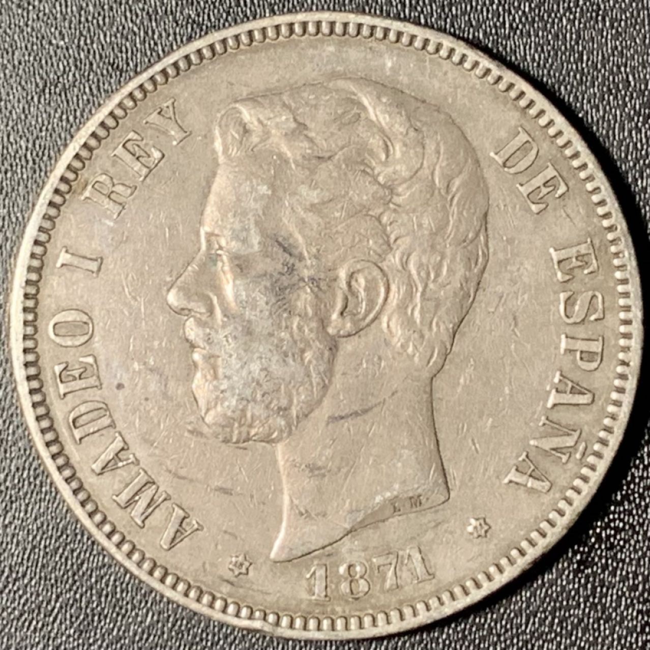 紫瑗钱币——第268期拍卖 西班牙 1871年 阿玛迪奥一世 5比塞塔 25克 0.9银