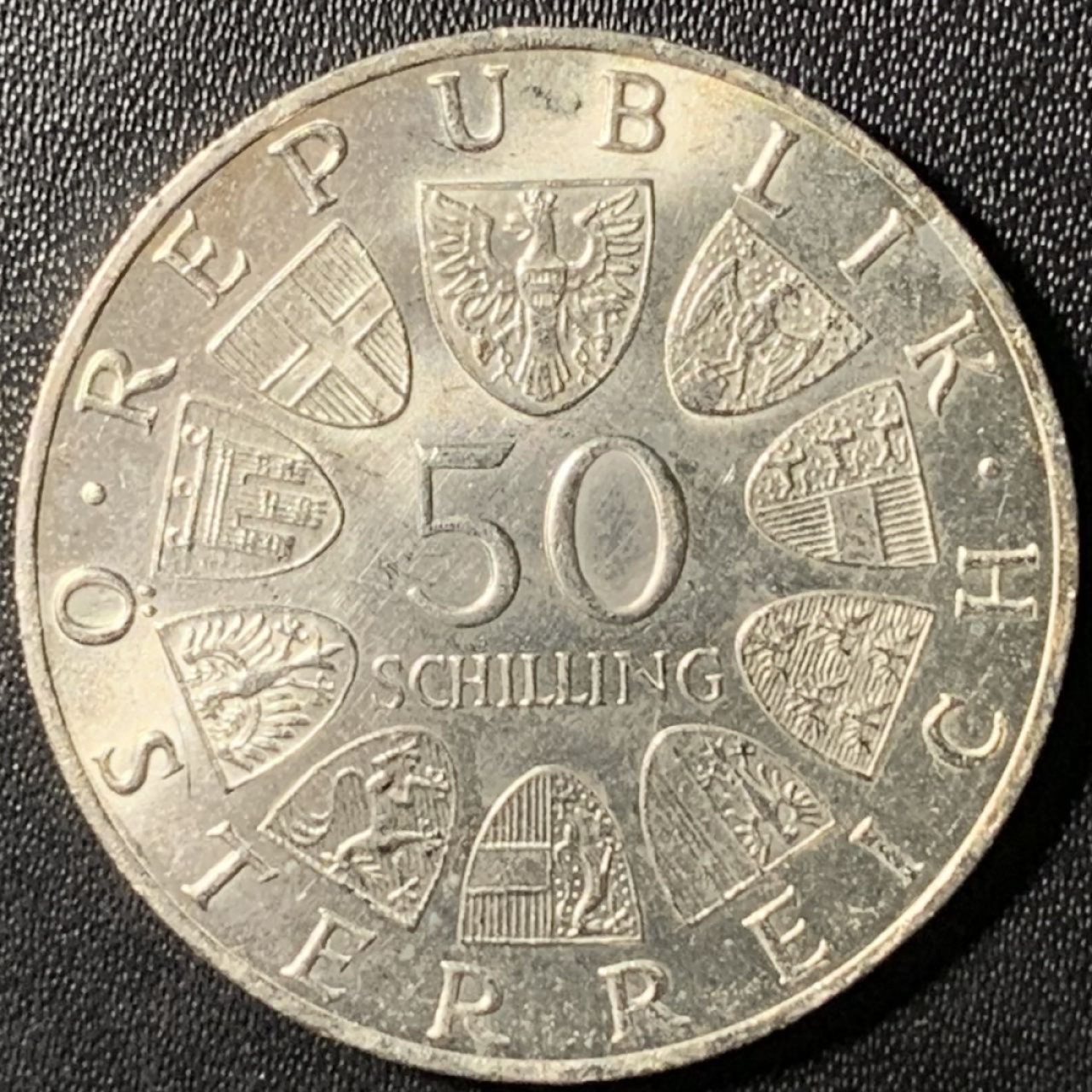 紫瑗钱币——第285期拍卖 奥地利 1966年 国家银行150周年 50先令 20克 0.9银 UNC