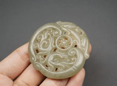 玉石翡翠玛瑙｜拍卖专场 和田玉 龙凤牌挂件