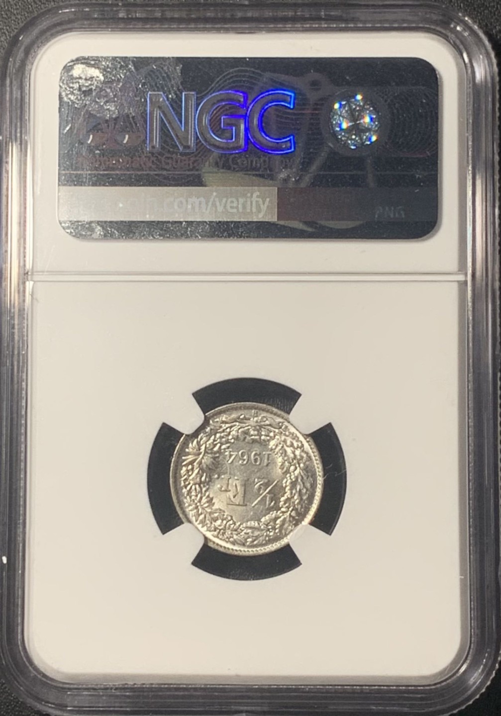 紫瑗钱币——第267期拍卖 瑞士 1962年 赫尔维蒂亚 1/2法郎 银币 NGC MS62