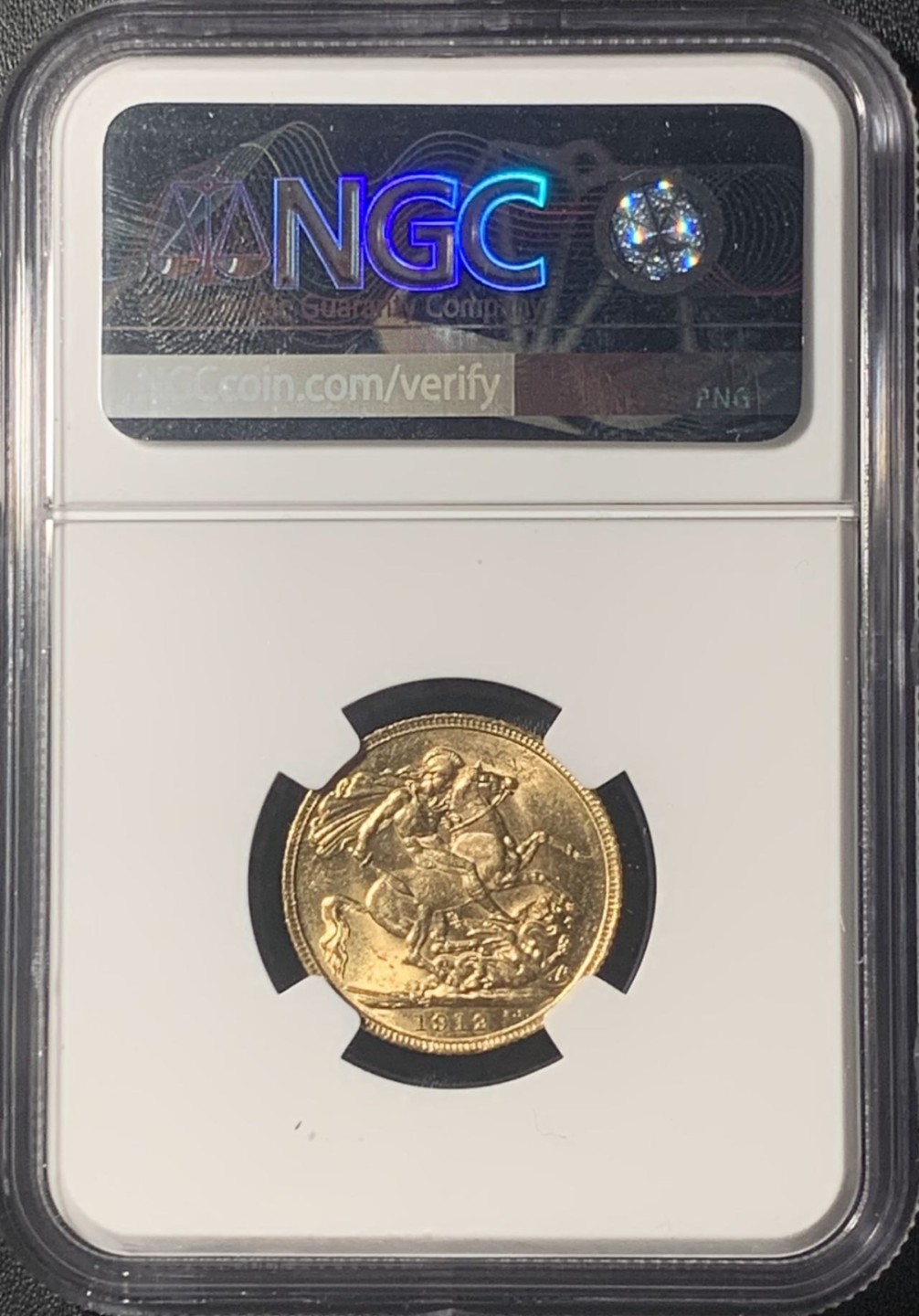 紫瑗钱币——第267期拍卖 英国 1912 乔治五世 1索维林(磅) 金币 NGC MS61