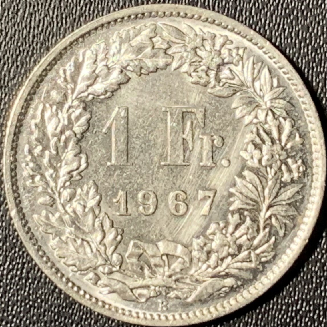 紫瑗钱币——第268期拍卖 瑞士 1967年 赫尔维蒂亚 1法郎 5克 0.835银 UNC