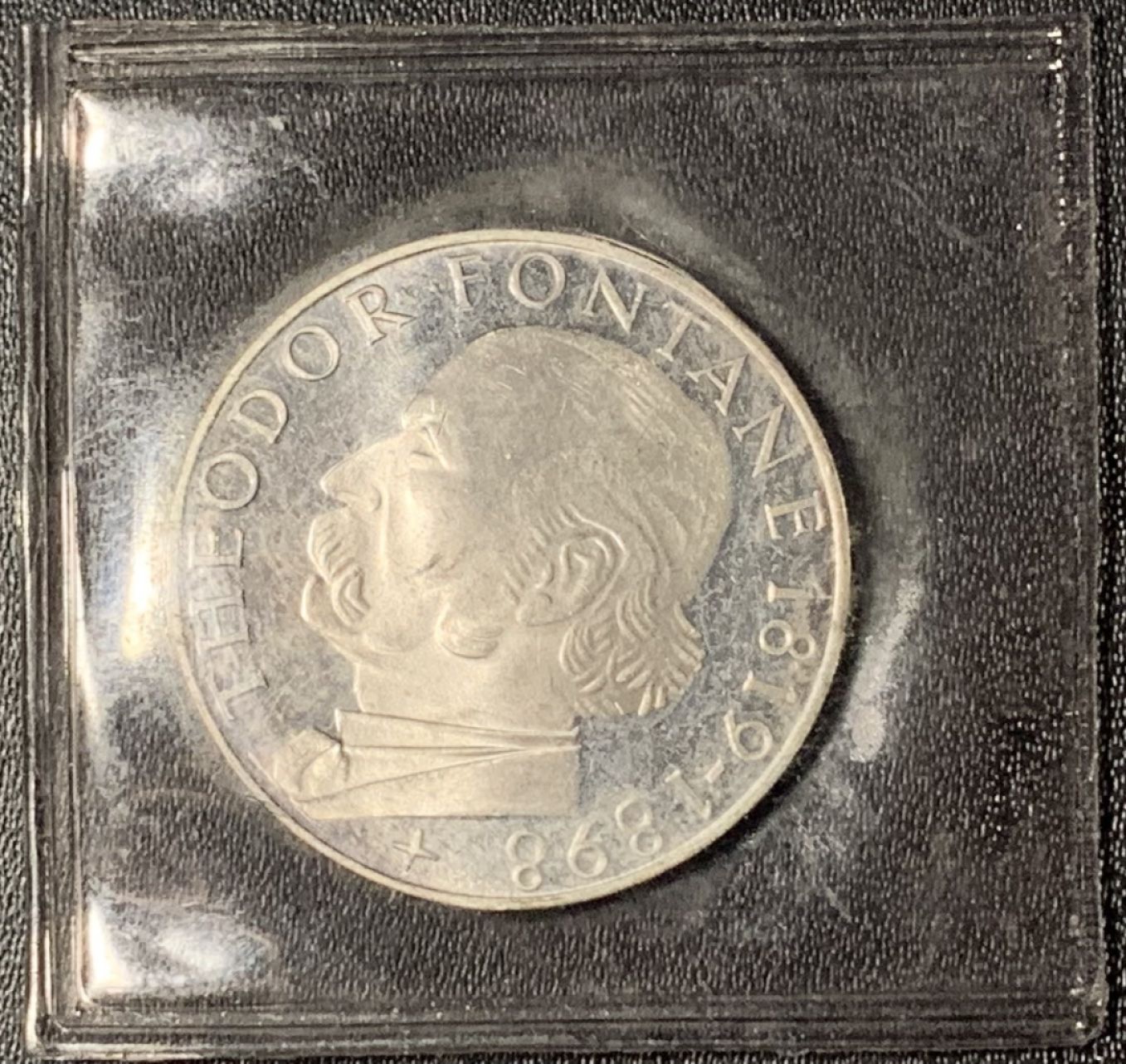 紫瑗钱币——第268期拍卖 联邦德国 1969年 G厂 诗人丰坦·西奥多诞辰150周年 5马克 11.2克 0.625银 精制 原封