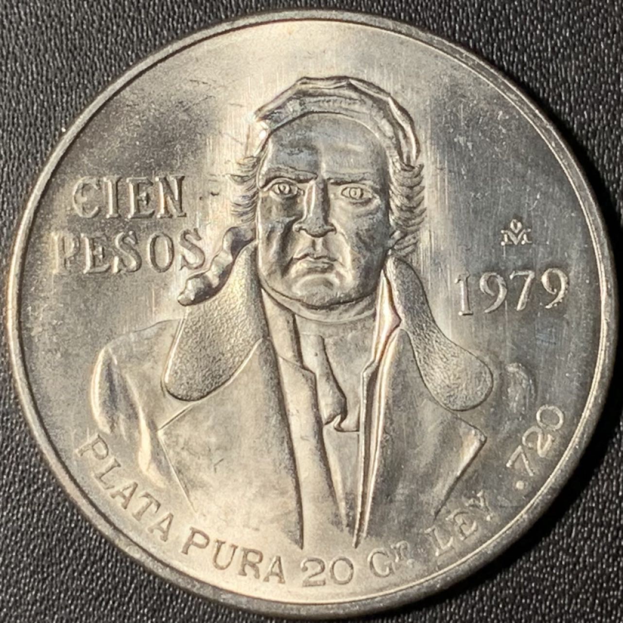 紫瑗钱币——第268期拍卖 墨西哥 1979年 莫雷洛斯 100比索 27.3克 0.72银 BU