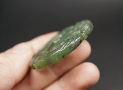 玉石翡翠玛瑙｜拍卖专场 和田玉碧玉 龙凤牌挂件