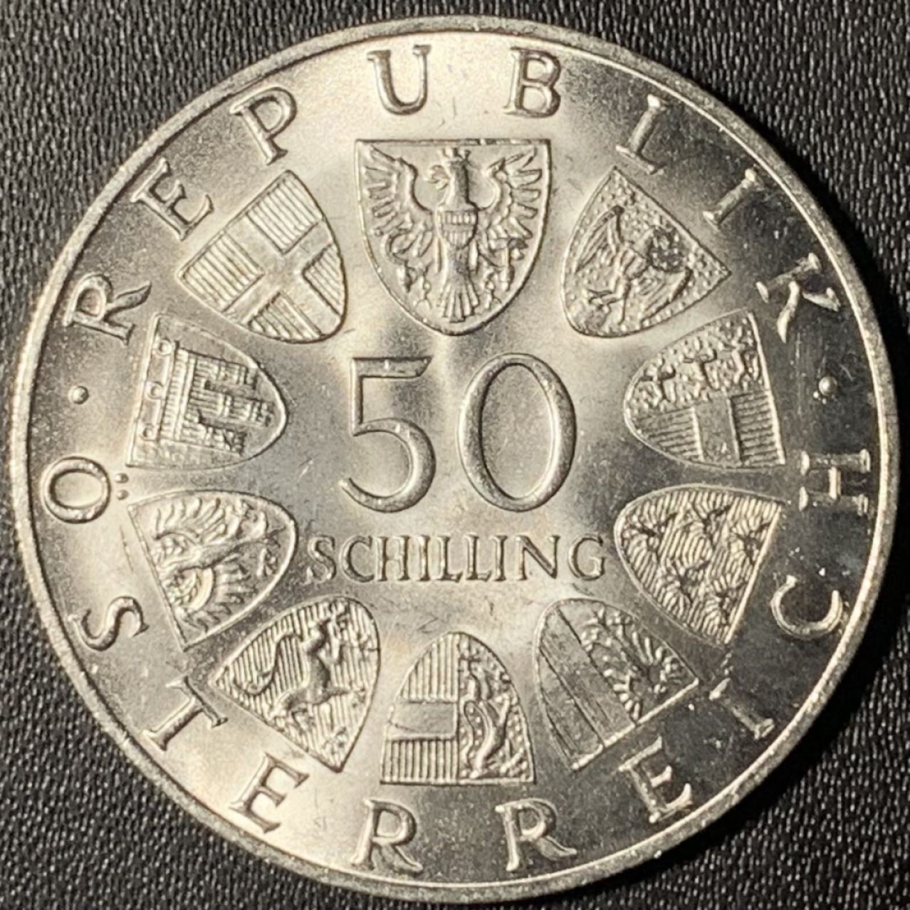 紫瑗钱币——第268期拍卖 奥地利 1968年 第二共和国建国50周年 50先令 20克 0.9银 UNC