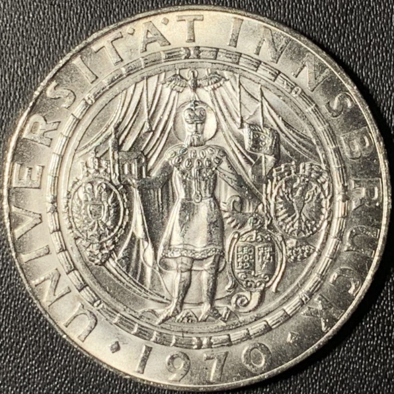 紫瑗钱币——第268期拍卖 奥地利 1970年 因斯布鲁克大学300周年 50先令 20克 0.9银 UNC