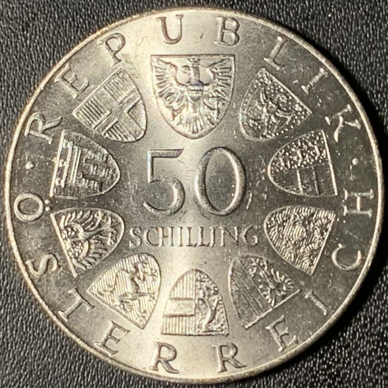 紫瑗钱币——第268期拍卖 奥地利 1974年 奥地利武装部队125周年 50先令 20克 0.64银 UNC