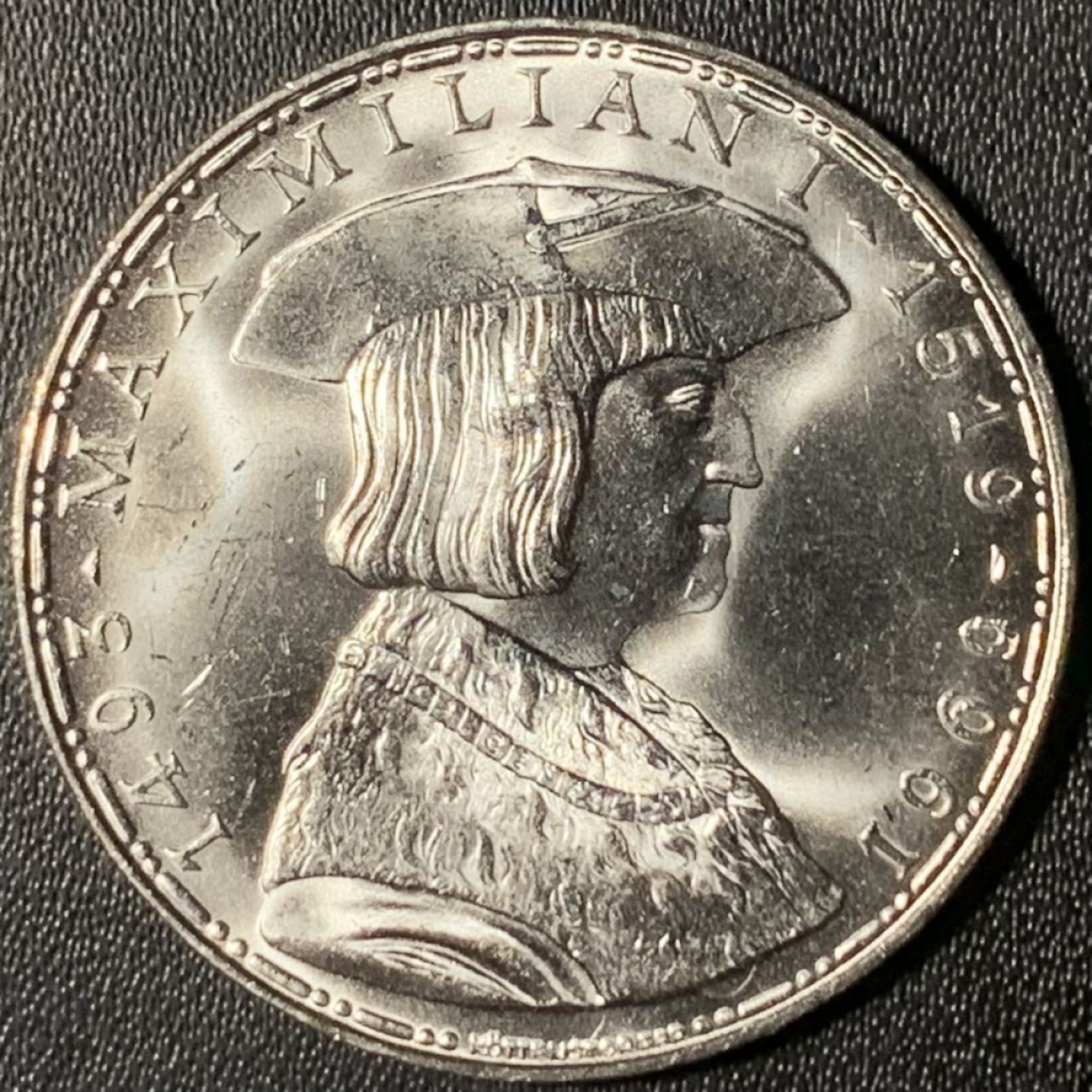 紫瑗钱币——第268期拍卖 奥地利 1969年 马克西米安诞辰450周年 50先令 20克 0.9银 UNC