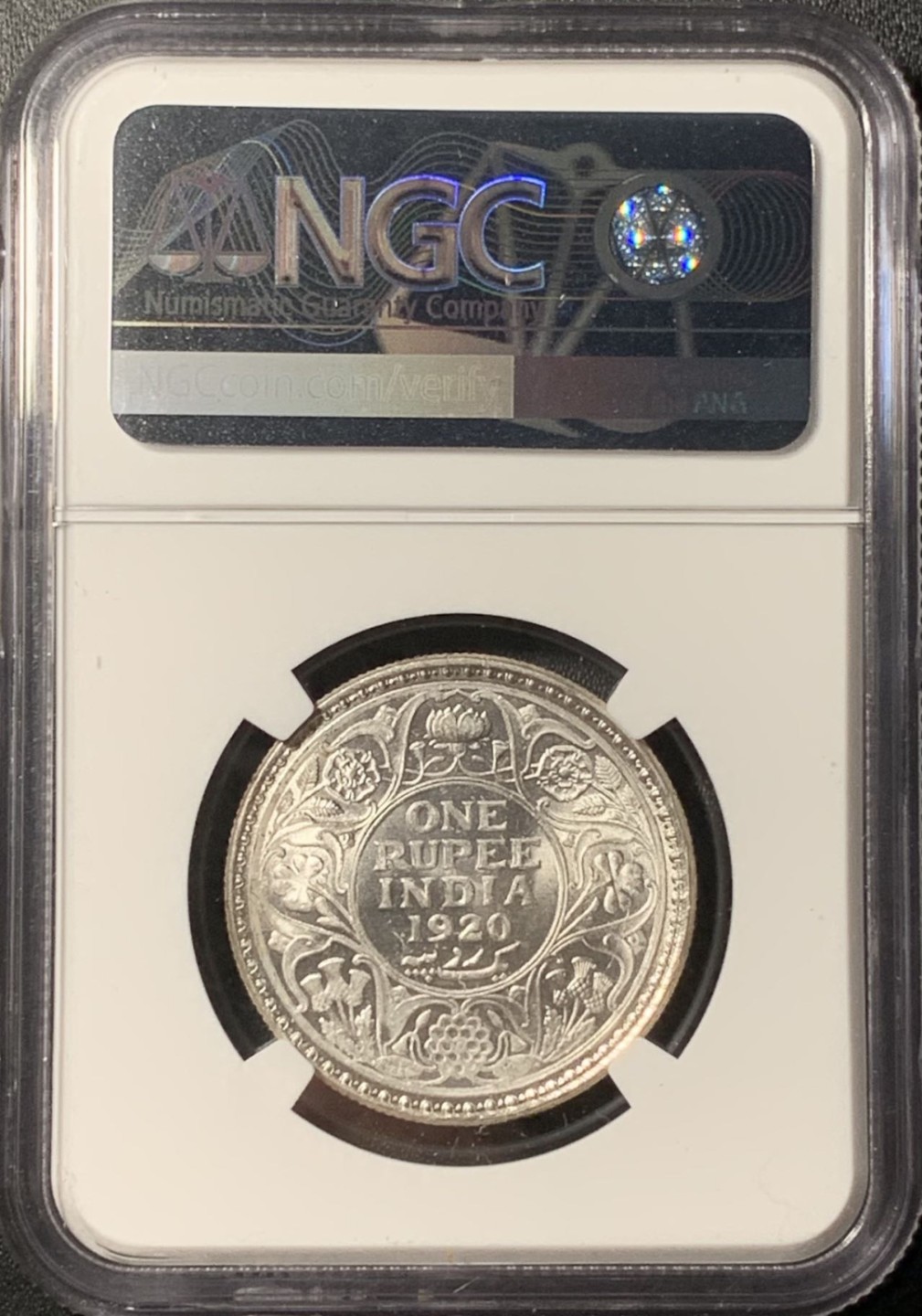 紫瑗钱币——第268期拍卖 英属印度 1920年 C版 乔治五世 1卢比 银币 NGC MS61