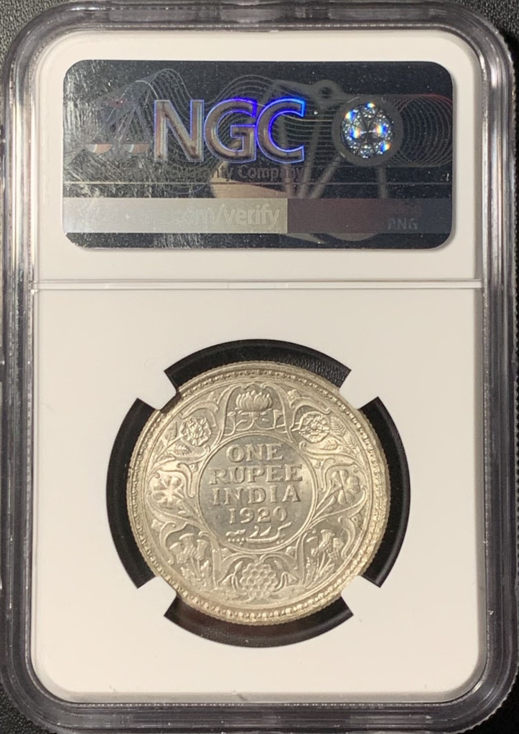 紫瑗钱币——第268期拍卖 英属印度 1920年 C版 乔治五世 1卢比 银币 NGC MS62