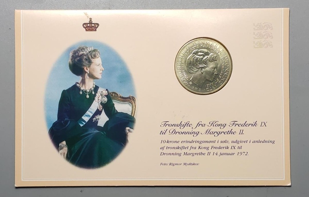 1972年丹麦10克朗纪念银币 玛格丽特二世女王登基币册