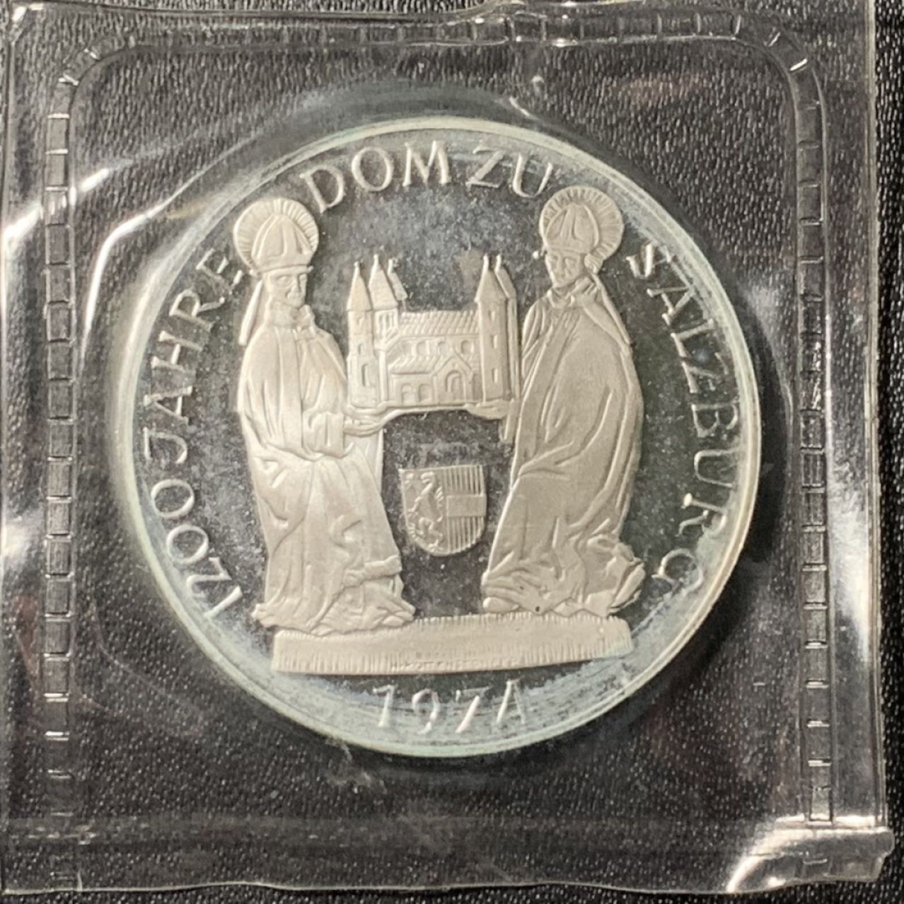 紫瑗钱币——第268期拍卖 奥地利 1974年 萨尔茨堡大教堂1200周年 50先令 20克 0.64银 精制 原封