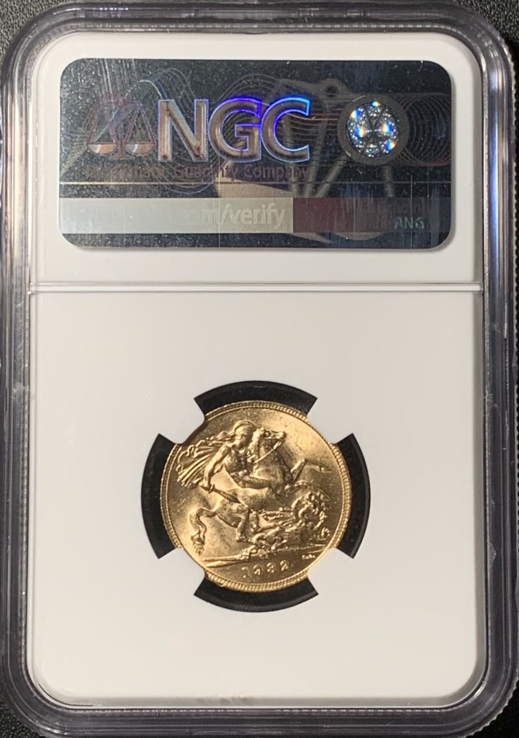 紫瑗钱币——第315期拍卖 南非 1932年 乔治五世 1索维林(磅) 金币 NGC MS62