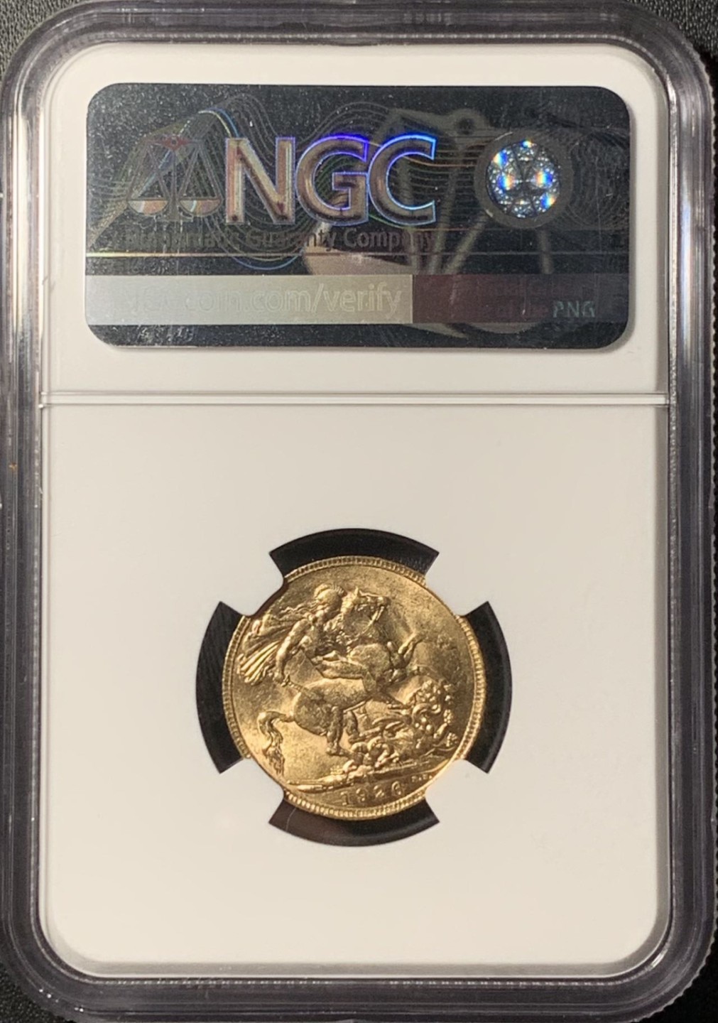 紫瑗钱币——第268期拍卖 南非 1926年 乔治五世 1索维林(磅) 金币 NGC MS62