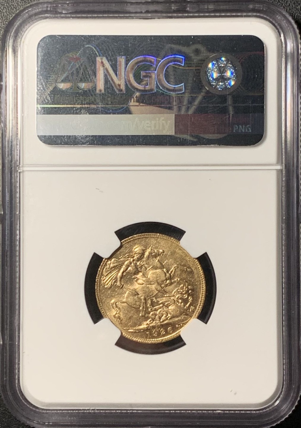 紫瑗钱币——第268期拍卖 南非 1926年 乔治五世 1索维林(磅) 金币 NGC AU55
