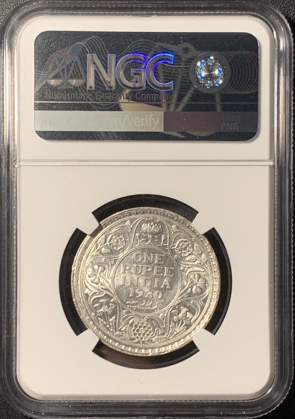 紫瑗钱币——第268期拍卖 英属印度 1920年 B版 乔治五世 1卢比 银币 NGC MS61