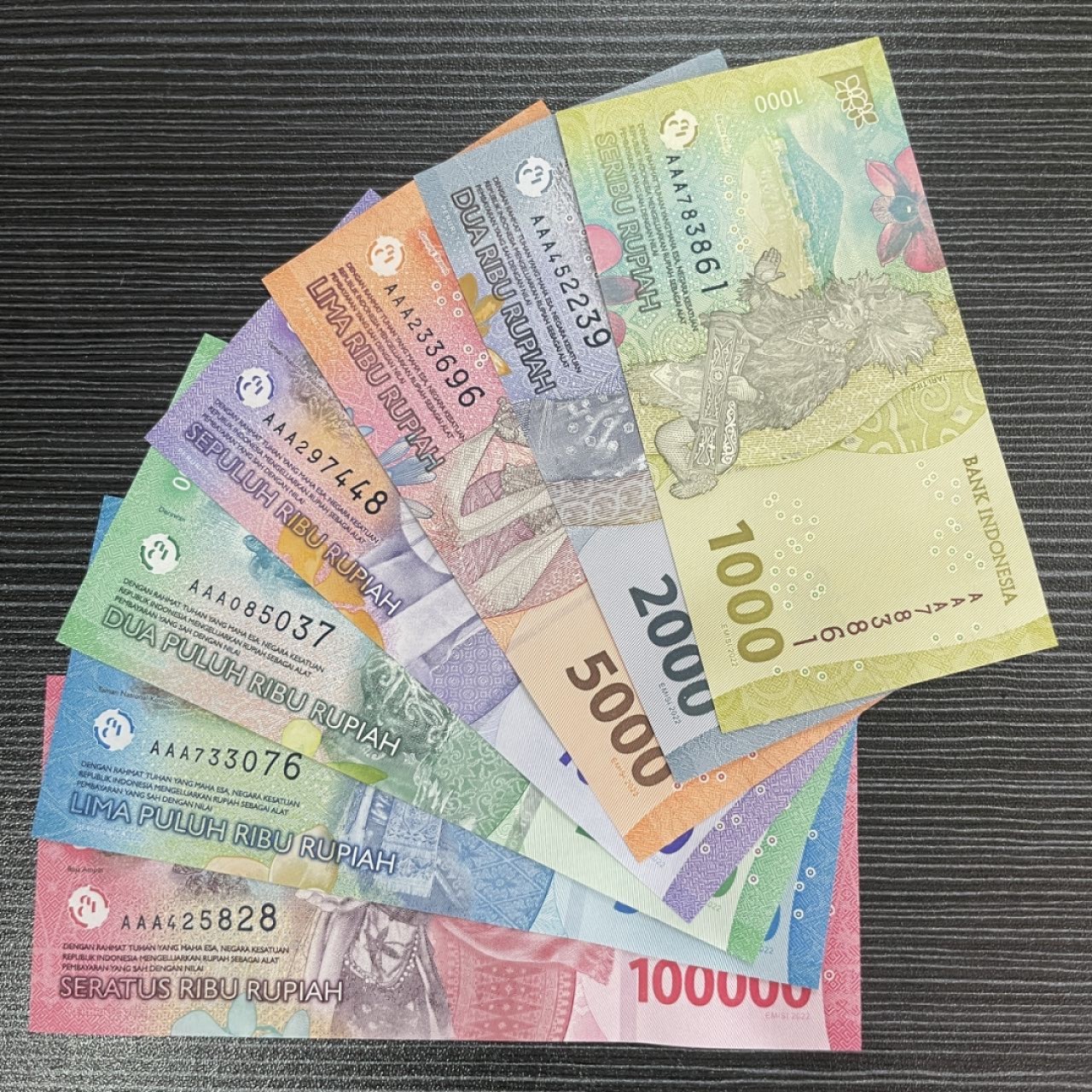 新版首发冠AAA印度尼西亚全套7张（现货/包邮） 全套号码如图（非尾同）