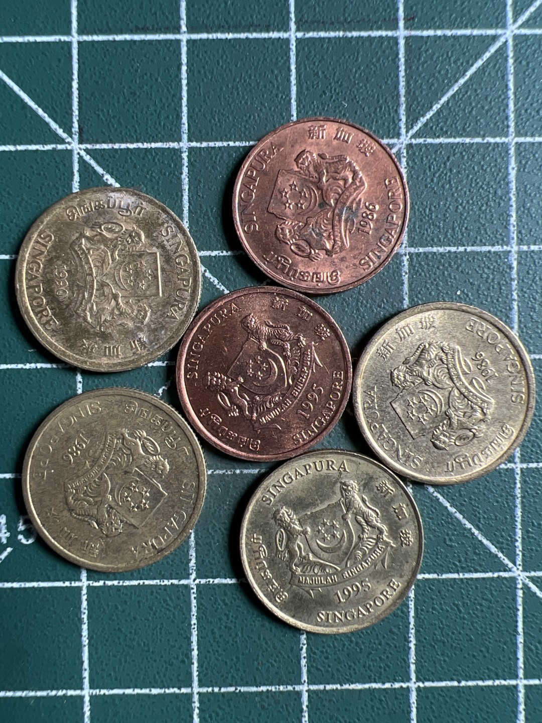 泡泡堂第306期  世界硬币 （无押金，捡漏，全场20包邮，偏远地区除外，接收代拍业务） 新加坡六枚