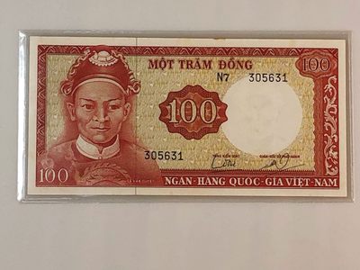【三泉🏦Quan Se】拍卖第十三期⚖️ - 南越1966年100盾【UNC，票面有黄斑】