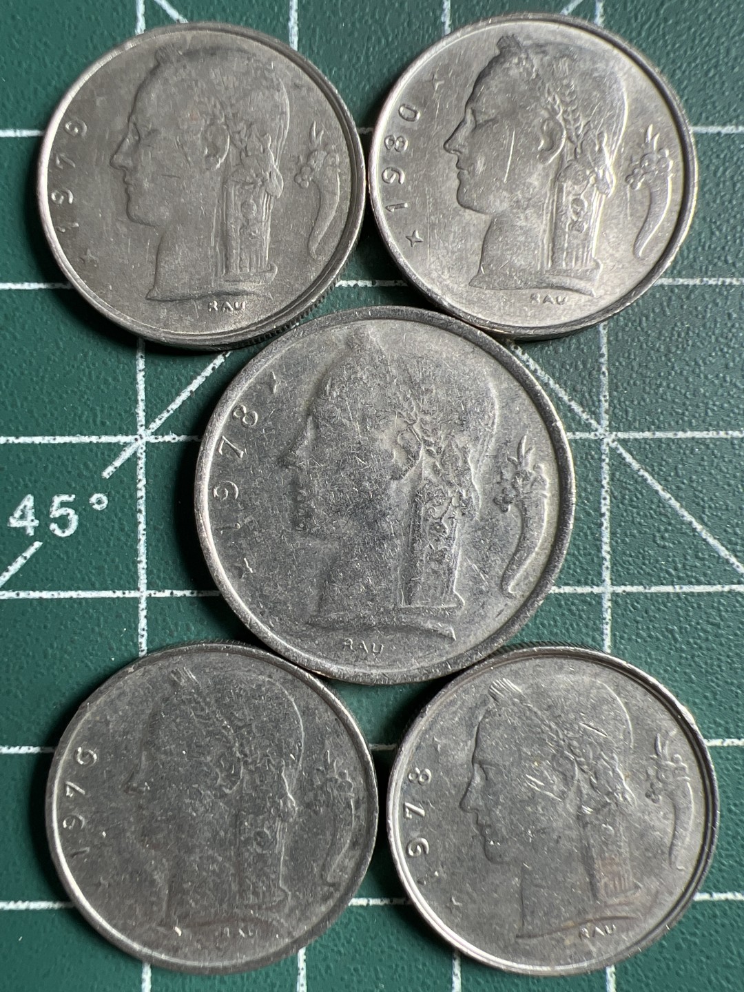 泡泡堂第306期  世界硬币 （无押金，捡漏，全场20包邮，偏远地区除外，接收代拍业务） 比利时五枚