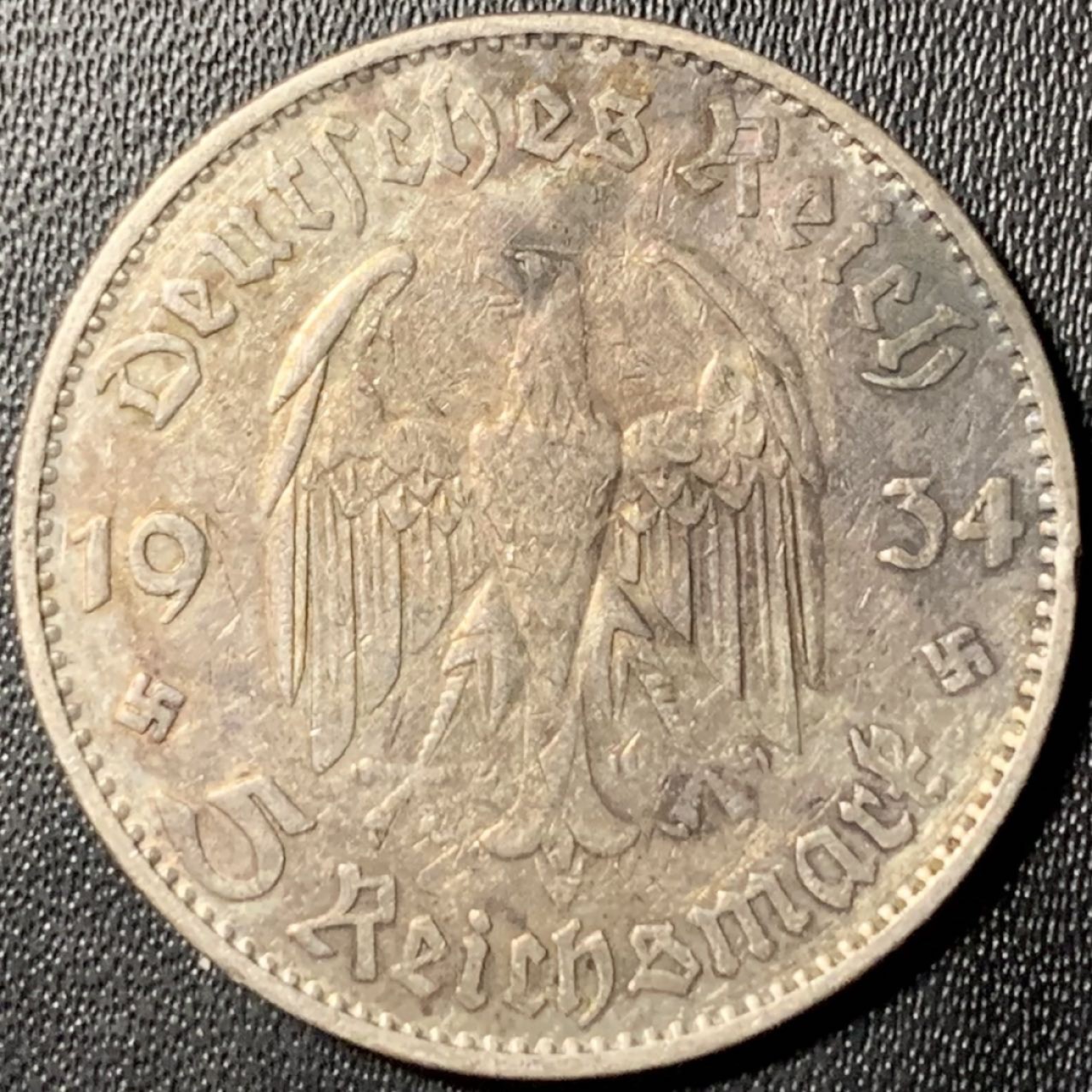 紫瑗钱币——第269期拍卖 德国 1934年 D版 波茨坦教堂 5马克 13.9克 0.9银